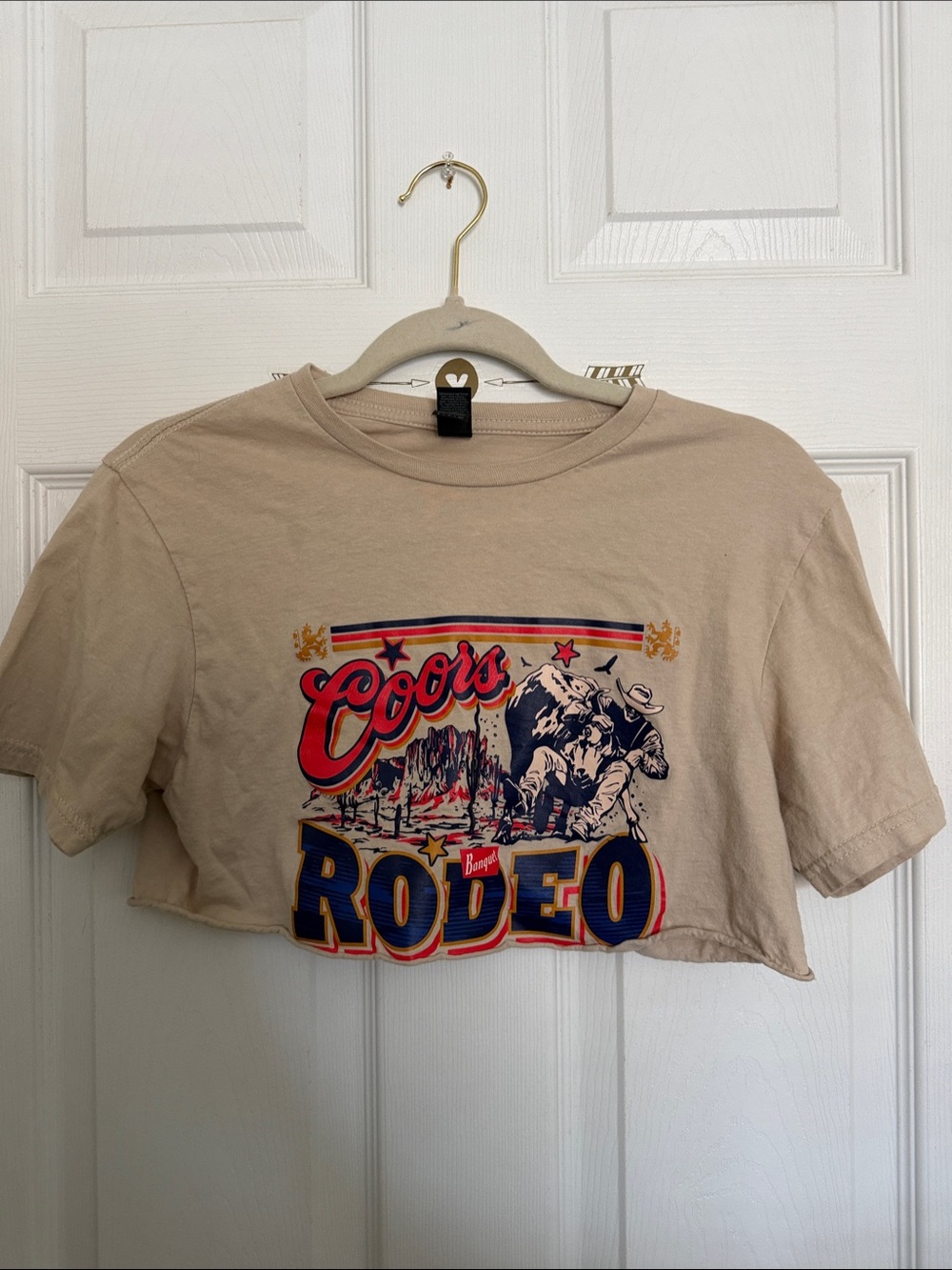 Beige Rodeo Graphic Crop Tee